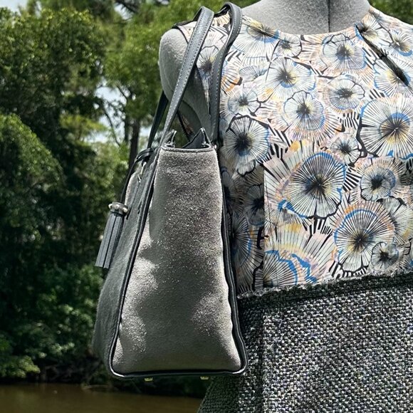 kate spade Laurel Way Suede & Hair-Calf Hadlee Tote Bag Smokey Pearl - Picture 4 of 16